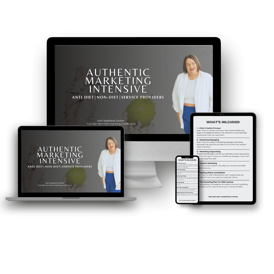 non-diet business coaching- Authentic Marketing non-diet business coaching